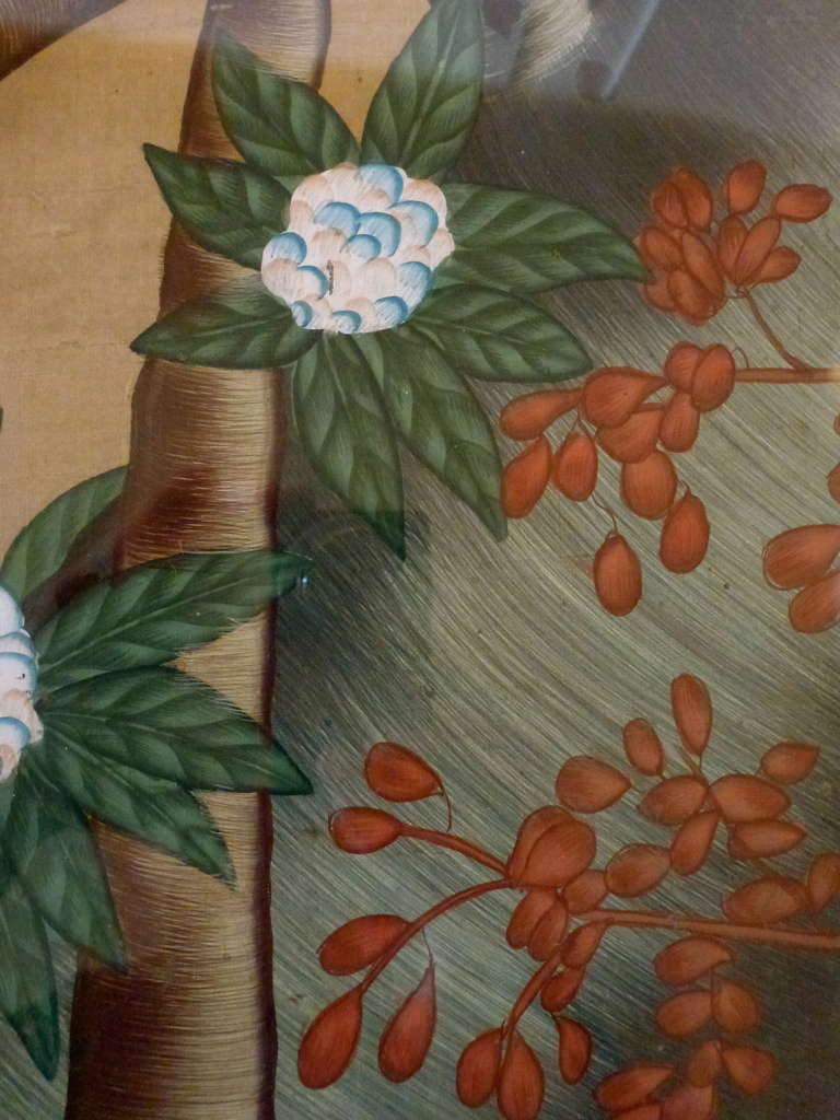 Hand Painted Japanese Silk Panel / Screen with Cherry Blossoms In Excellent Condition For Sale In Northbrook, IL