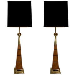 Pair of Stiffel Monumental Obelisk Lamps