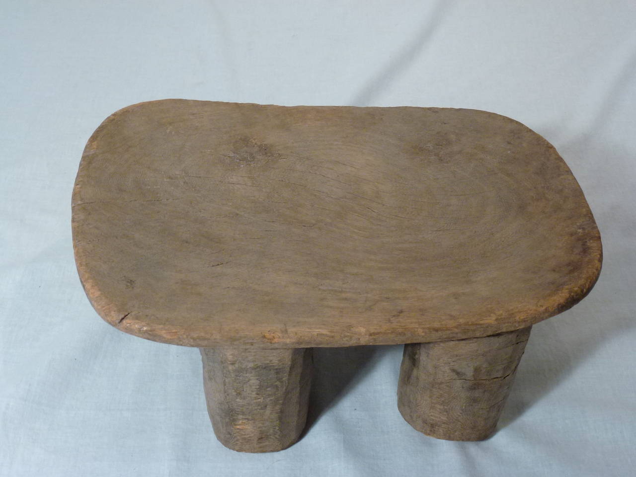 Wood Set of Two Hand-Carved Ethiopian Stools