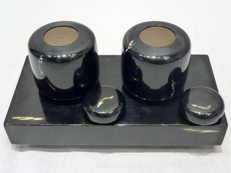 Mid-20th Century Set of Japanese Mid-Century Ginger Jars and Tray For Sale