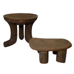 Set of Two Hand-Carved Ethiopian Stools