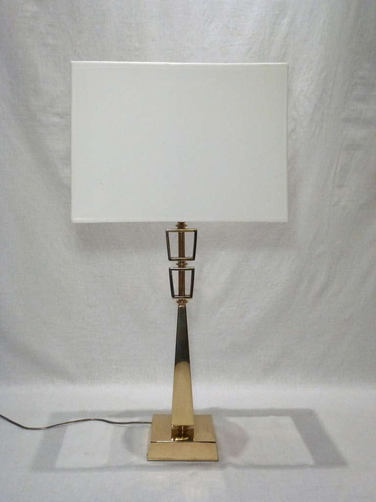 Stiffel Double Trapazoid Solid Brass Lamp