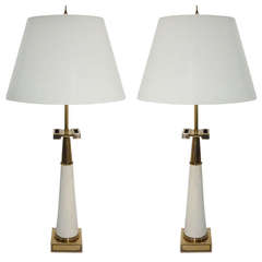 Pair of Stiffel Greek Key Lamps