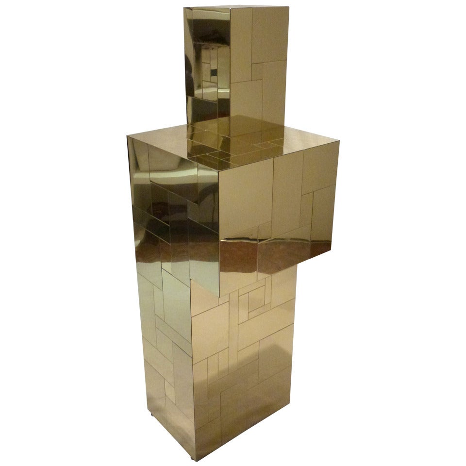 Paul Evans for Directional Brass Cityscape Art Pedestal For Sale