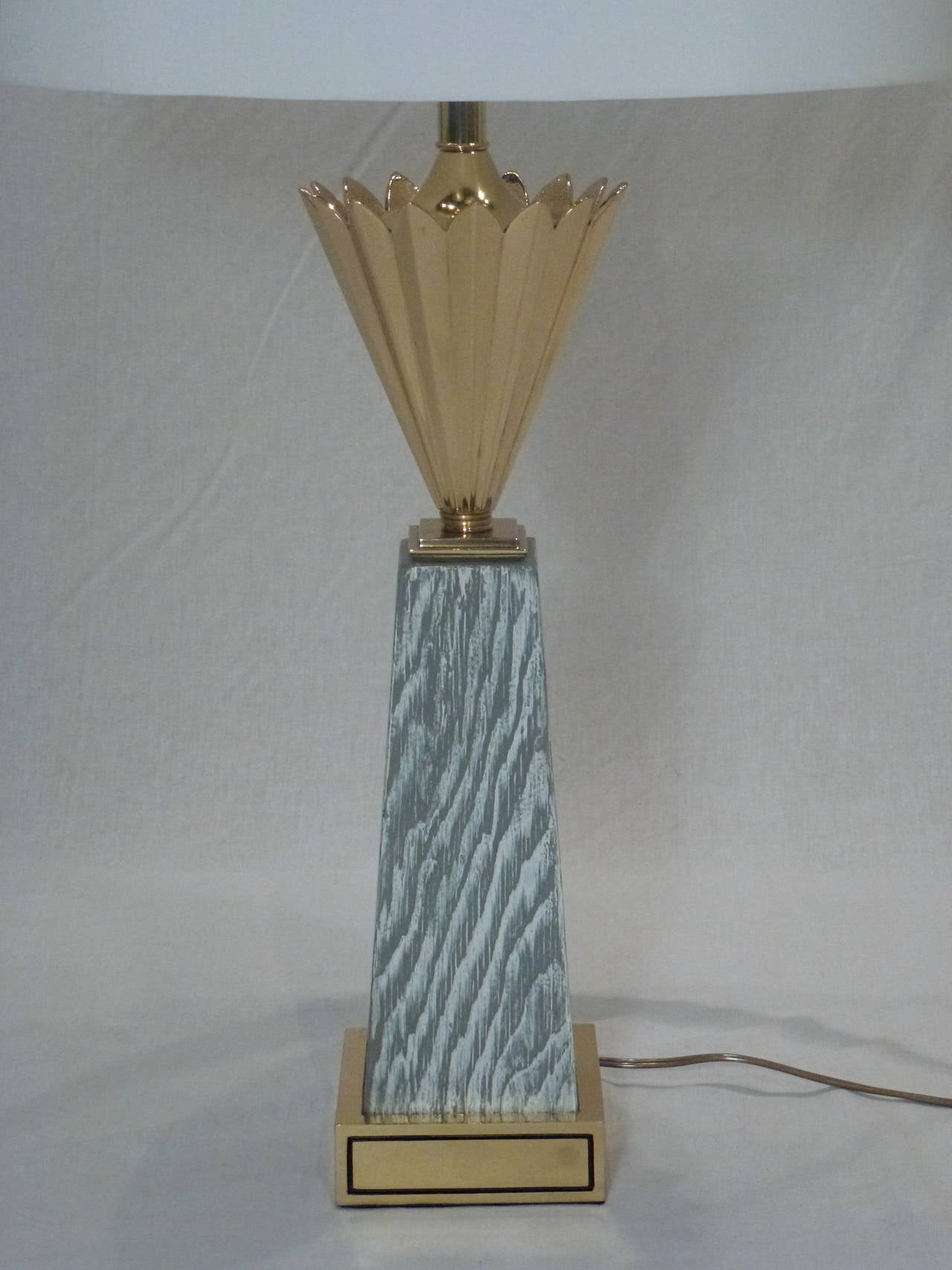 Pair of Stiffel Cerused Obelisk Lamps