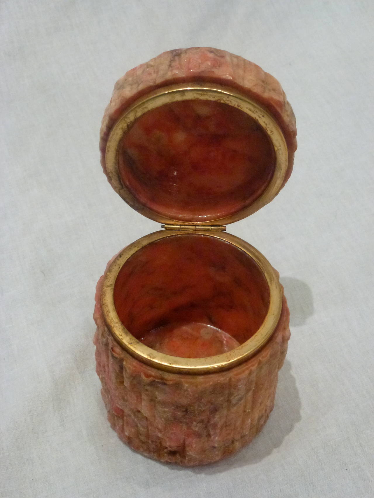 Carved Set of Italian Coral Marble Vessels For Sale