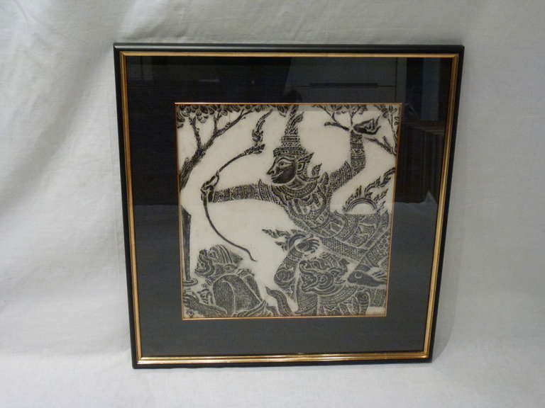 Mid-Century Modern Set of 2 Stone Rubbings