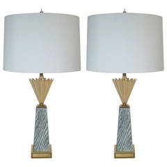 Used Pair of Stiffel Cerused Obelisk Lamps