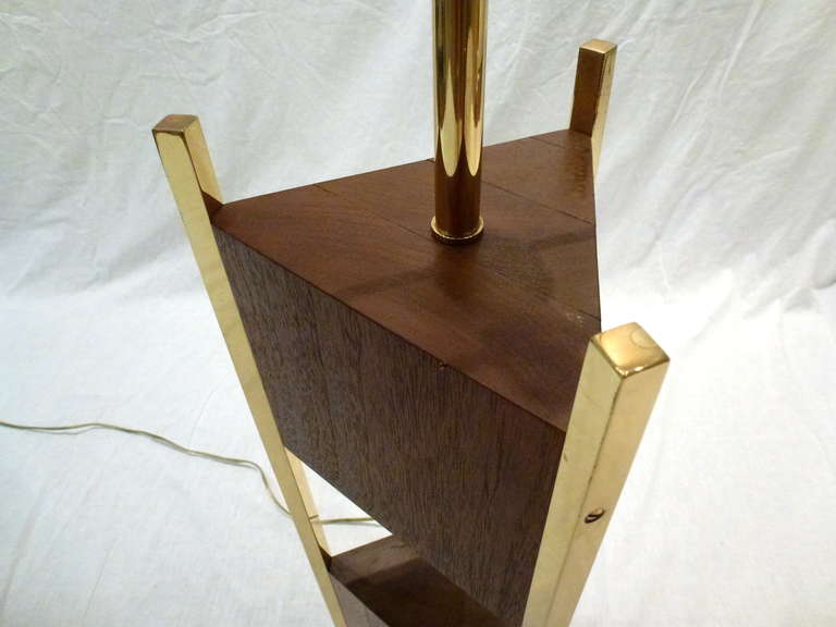 Pair of Laurel Walnut and Brass Table Lamps For Sale 2