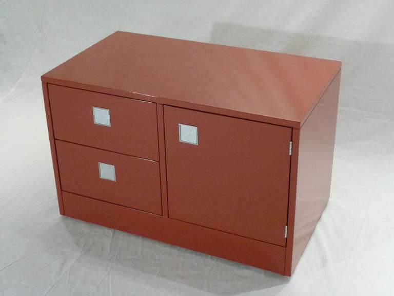 American Pair Milo Baughman for Directional Rust Lacquered Low Chests For Sale