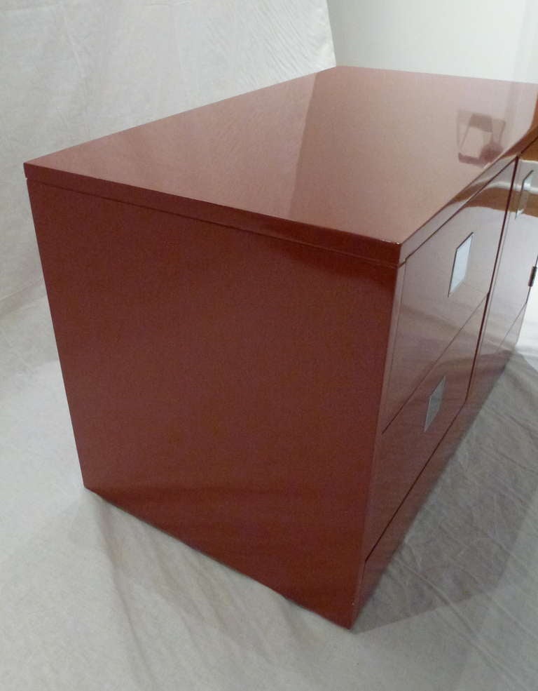 Pair Milo Baughman for Directional Rust Lacquered Low Chests For Sale 3