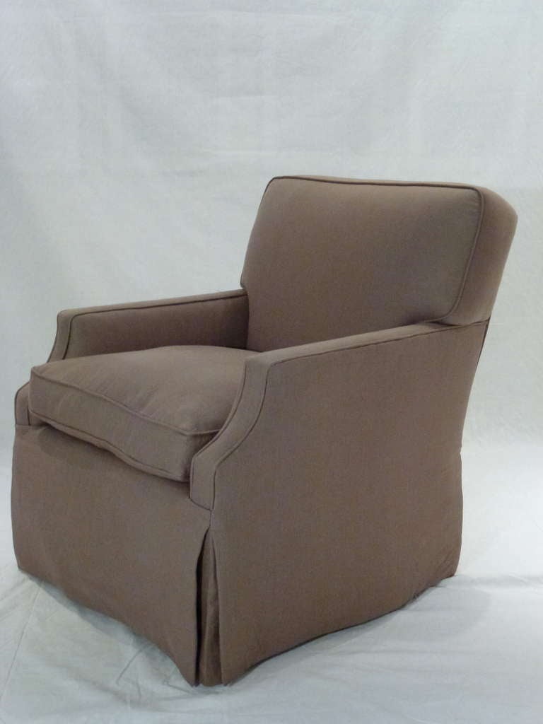Pair of 1940's Linen Club Chair