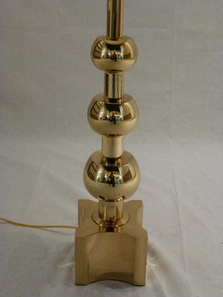 Mid-20th Century Pair of Monumental Stiffel Brass Lamps For Sale