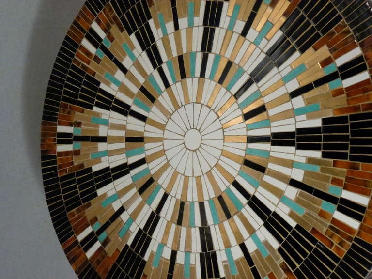 Mid-Century Modern Mosaic Tile Sunburst Coffee Table
