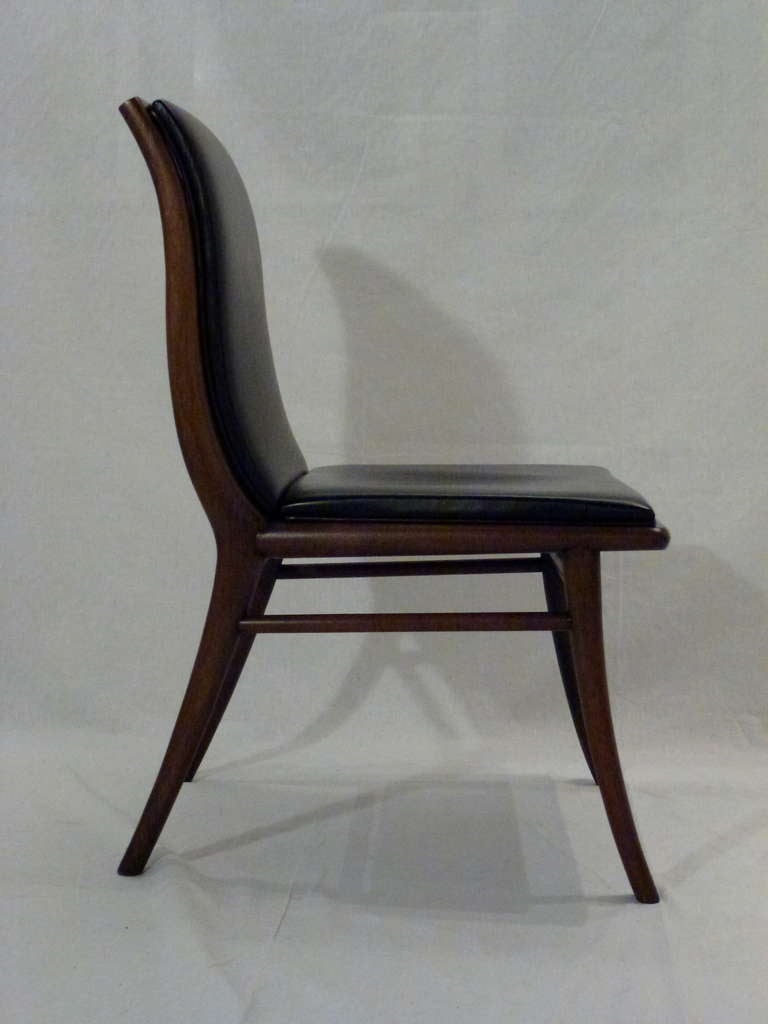 American Pair of Robsjohn-Gibbings Sabre Leg Leather Chairs For Sale