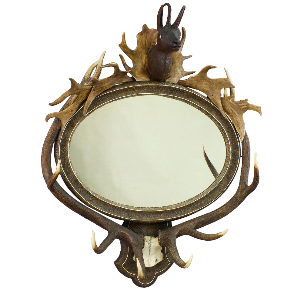 Antique Antler Trophy Mirror,  Austria circa 1860
