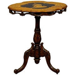 Carved Marquetry Table Swiss Brienz 1900