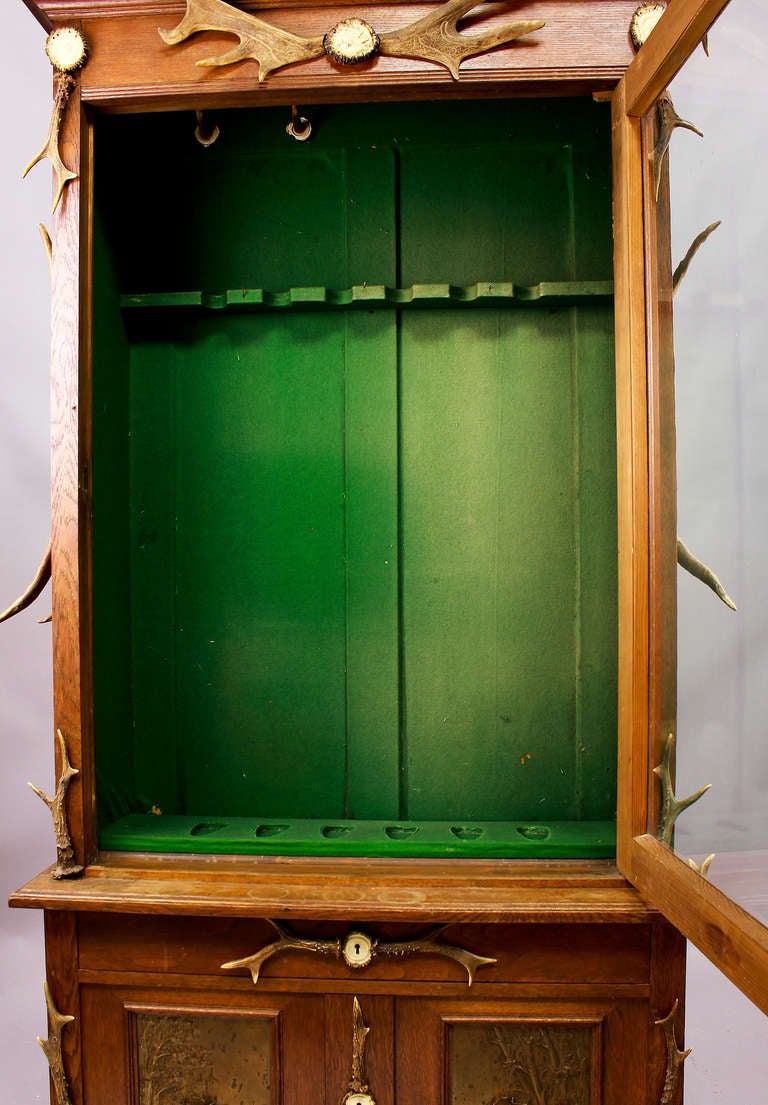 Black Forest Wood and Horn Gun Cabinet, circa 1900 For ...