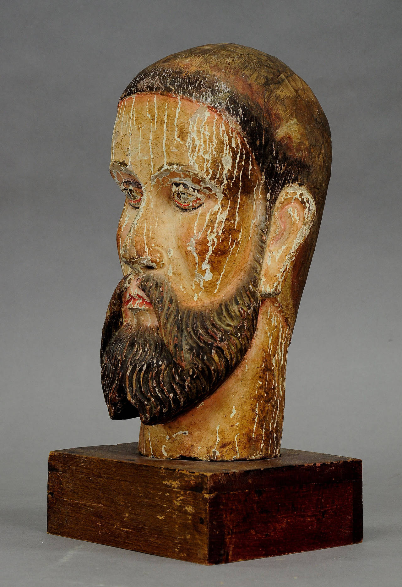 Other Early 16th Century Carved and Painted Head of Christ