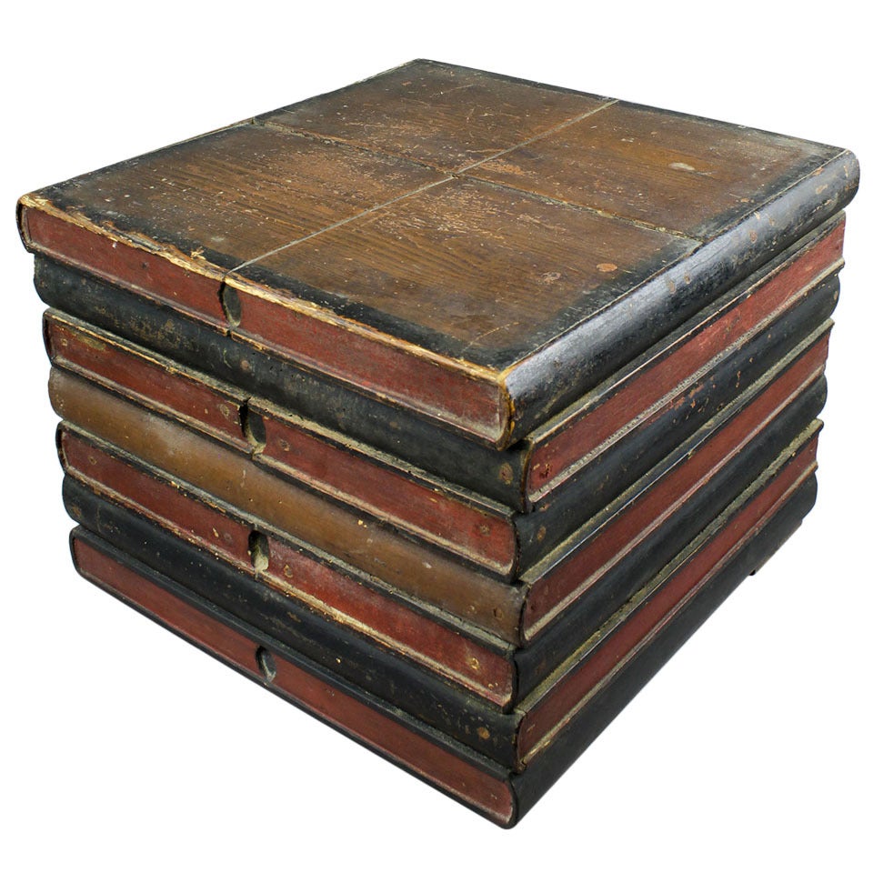 Wooden Carved Pile of Books Chest Circa 1900