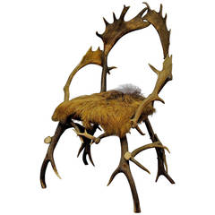 Antler Chair with Wild Boar Coat, 1880