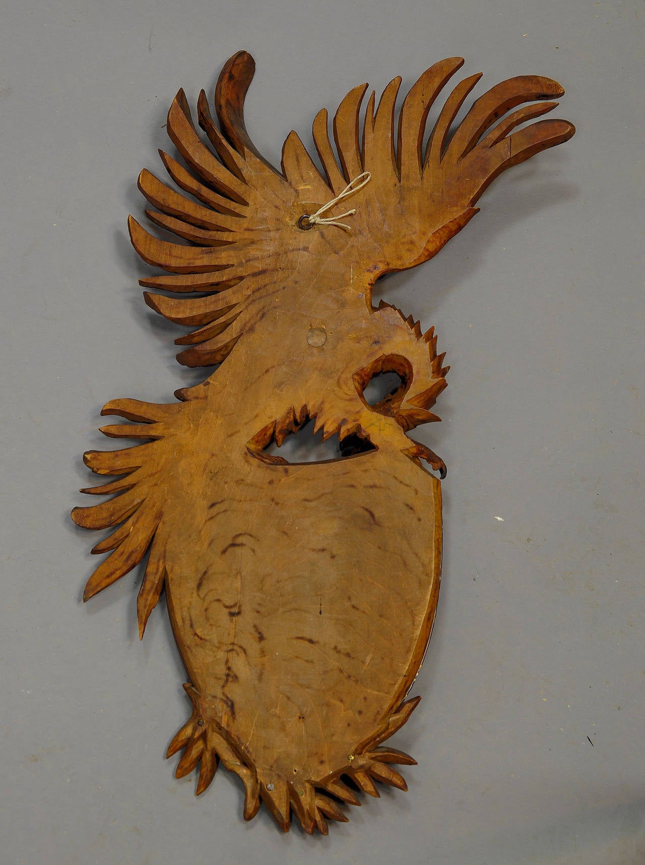 Black Forest Antique Carved Wood Eagle Wall Mirror