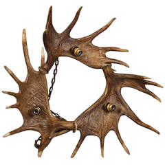 Fabulous Black Forest Moose Horn Chandelier