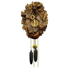 Antique Carved Cuckoo Clock with Hare and Pheasant