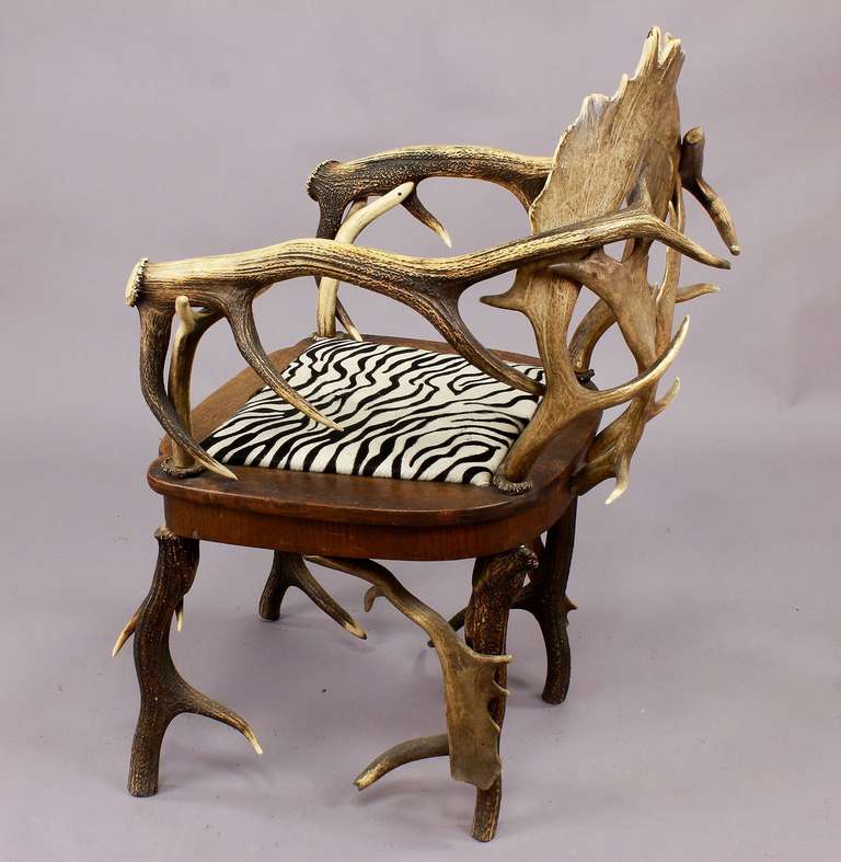 German Antique Black Forest Antler Chair circa 1900
