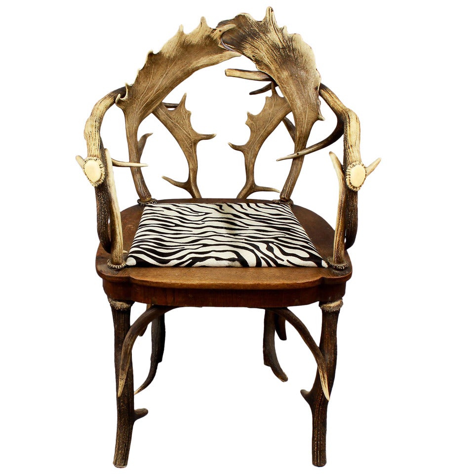 Antique Black Forest Antler Chair circa 1900