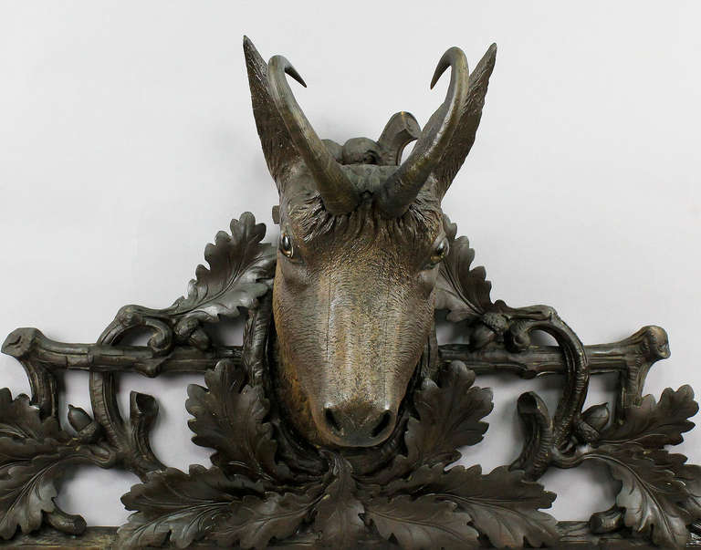 Black Forest Carved Wood Chamois Head In Excellent Condition In Berghuelen, DE