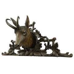 Black Forest Carved Wood Chamois Head