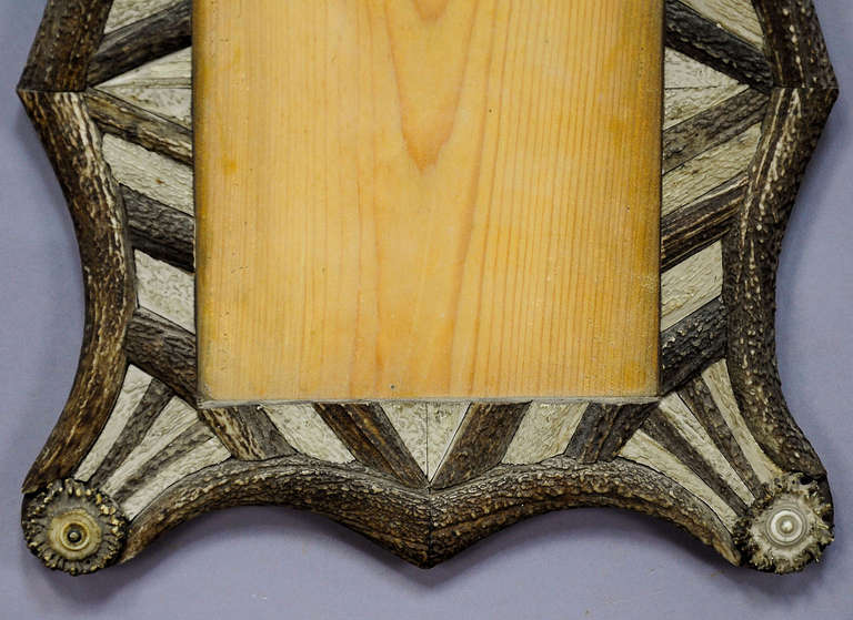 Black Forest Picture Frame with Antler Marquetry, Blondel Style, circa 1840