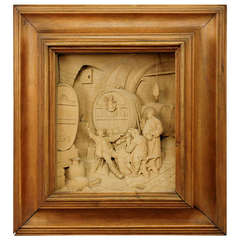 Fine Carved Wood Diorama of Spree in the Cellar by J. Graber