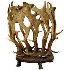 Antique Black Forest Antler Basket 1
