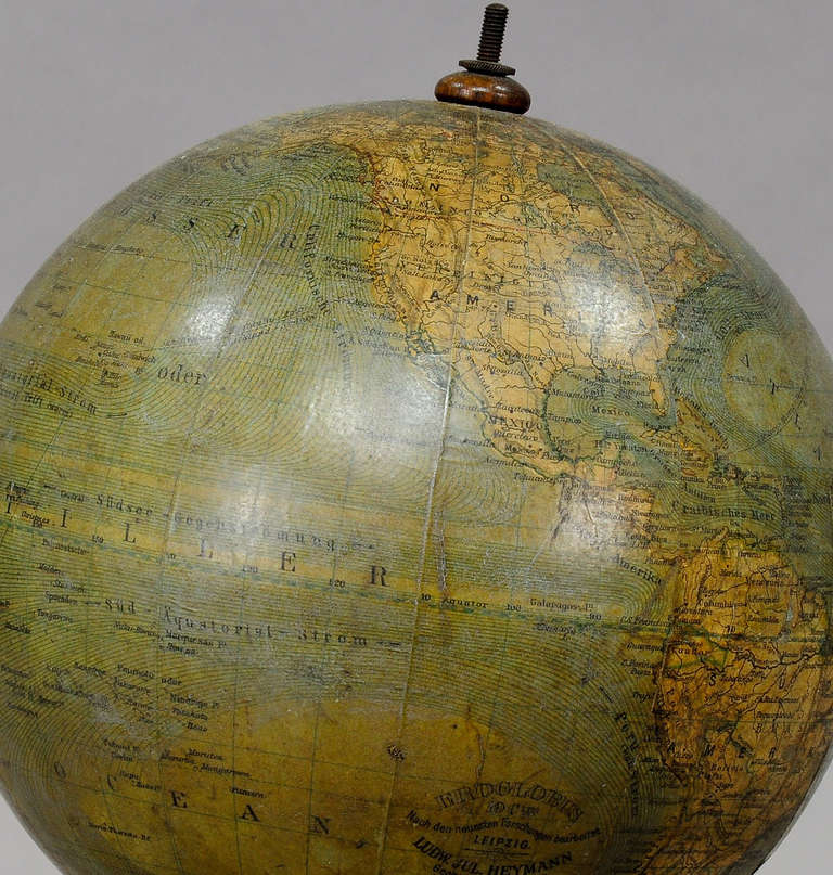 German Small Terrestrial Earth Globe by Heymann, circa 1890