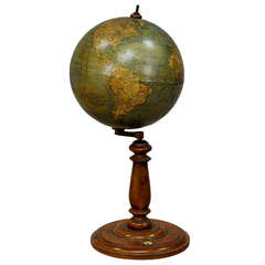 Antique Small Terrestrial Earth Globe by Heymann, circa 1890