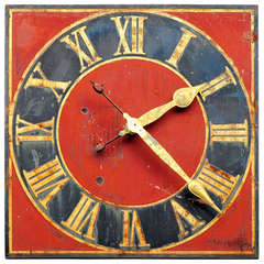 antique church metal clock face with original hands