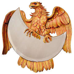 Wooden Carved Eagle Wall Mirror, Swiss, 1921