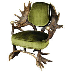 Grandiose chaise ancienne en bois d'élan:: Autriche:: vers 1880
