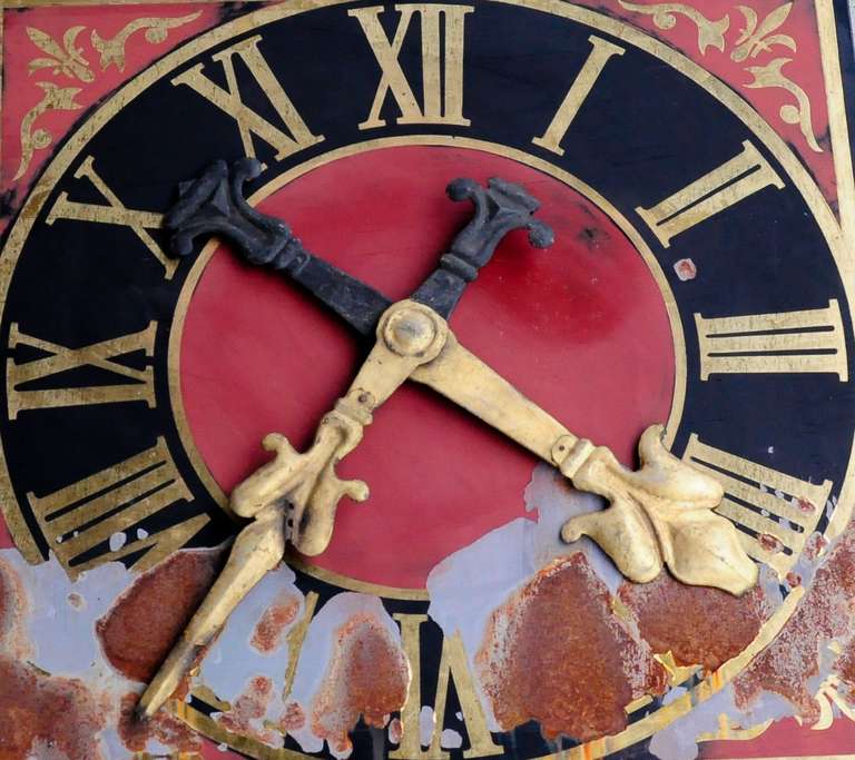 German Church Metal Clock Face with Gilded Hands