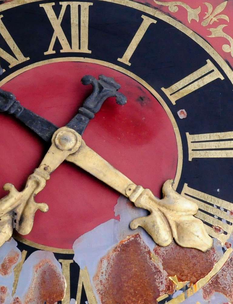 Church Metal Clock Face with Gilded Hands In Good Condition In Berghuelen, DE