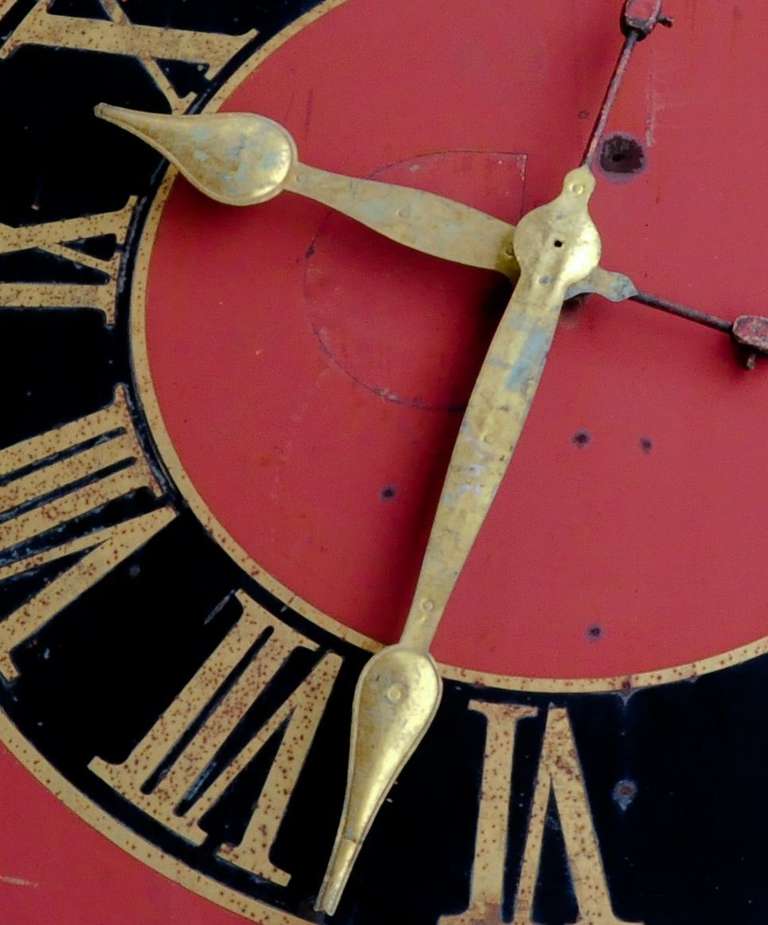 German Antique Church Metal Clock Face with Gilded Hands