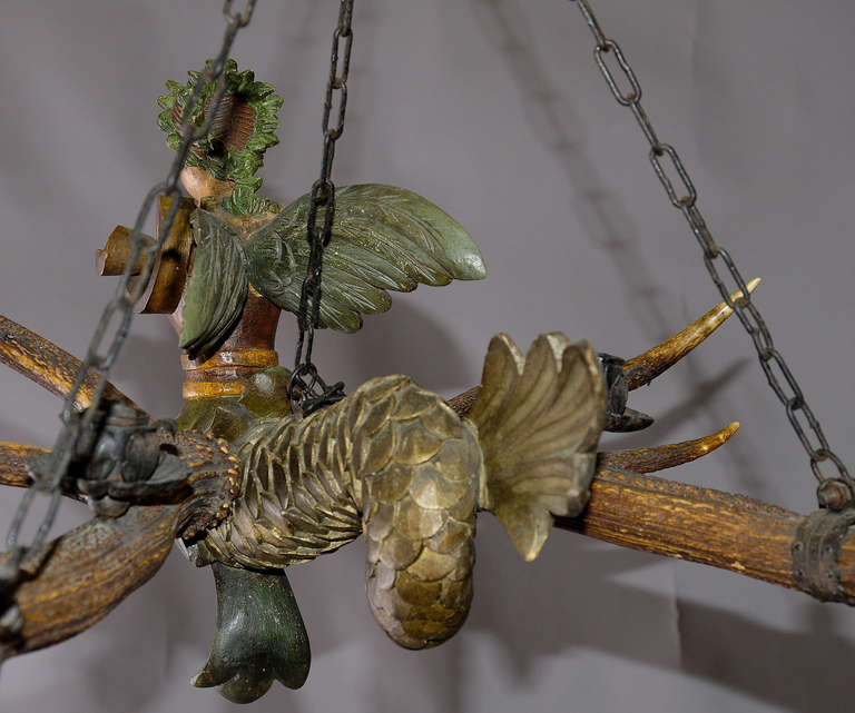 Antique Carved Wood Harpy 