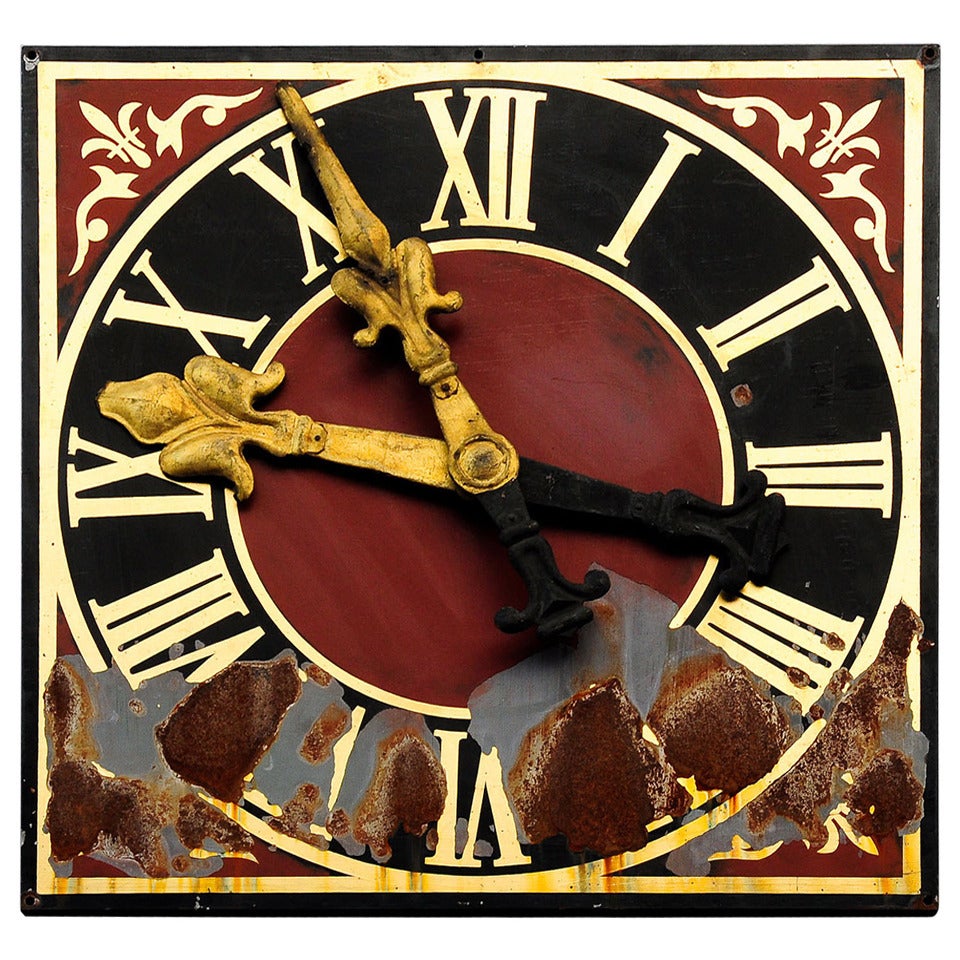 Church Metal Clock Face with Gilded Hands