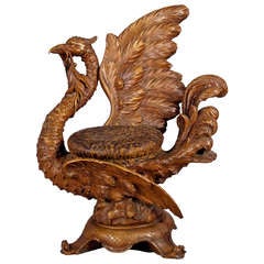 Carved Wood Mythological Bird Chair, Italy, 1880 4