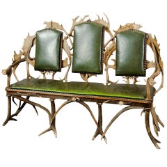 Antique Black Forest Three Seater Antler Sofa, 1900