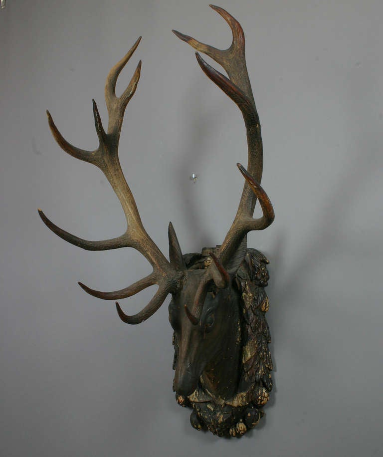 carved stag head