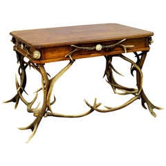 19th c. black forest antler table or desk