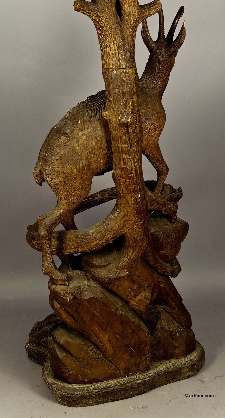 Black Forest Carved Wood Chamois Hall Stand 1880 5